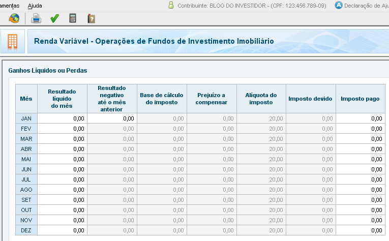 IRPF 2012 - Renda Variável - Fundos de Investimento Imobiliário (FII)